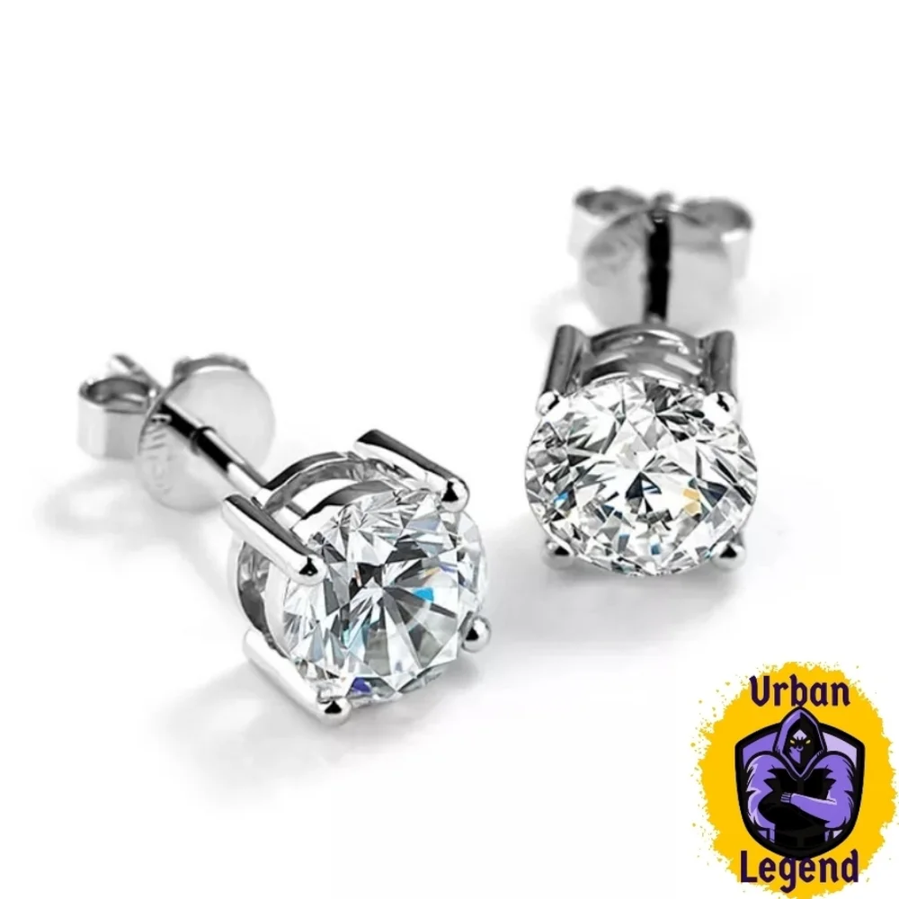 4 CT Moissanite Diamond Mens Stud Earrings